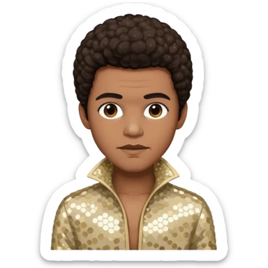 Bobby Farrell from Boney M with dark brown hair, cream sequin outfit sticker