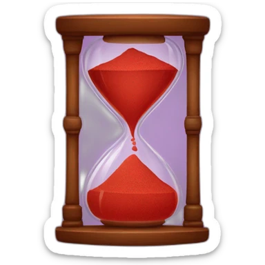 red hourglass with red sand sticker