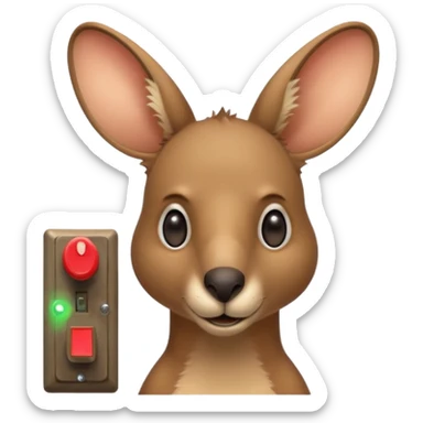 Portrait of a Kangaroo with a light switch for a face sticker