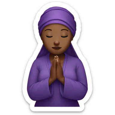Dark Plus size woman praying with purple head wrap   sticker