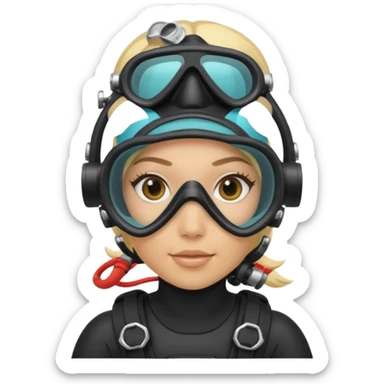 scuba diving girl blonde  sticker
