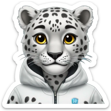 snow leopard in sportswear sticker