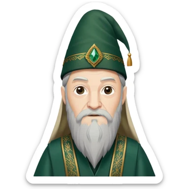 albus dumbledore from harry potter with dark green turkish fez hat and decorative motifs, no gem sticker