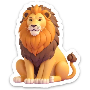 a proud and posh lion with a regal mane, sitting upright, exuding confidence and elegance sticker