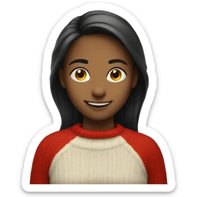 smiling girl in red sweater sticker
