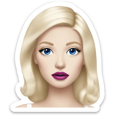 Hot girly pale blonde with blue eyes and pink lips wearing YsL sticker