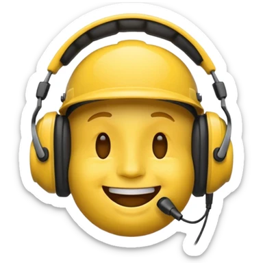 un emoji qui écoute de la musique avec un casque avec un léger sourire sticker