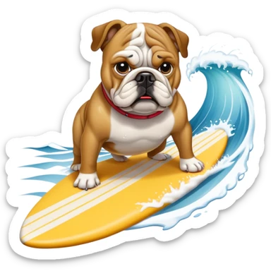 Surfing Bulldog  sticker