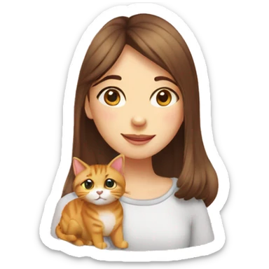 Fille caresse un chat sticker
