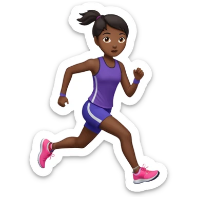 running asian girl sticker
