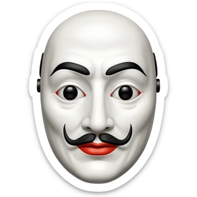 Money Heist, Dali mask (black-white), realistic sticker