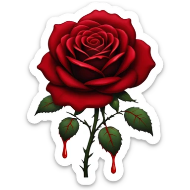 Black rose with blood drips red dark sticker