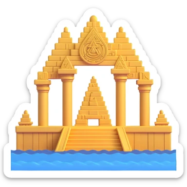 Ancient Anunnaki golden underwater temple with mysterious symbols sticker