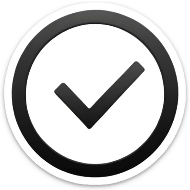 Black circle with a check mark on it sticker