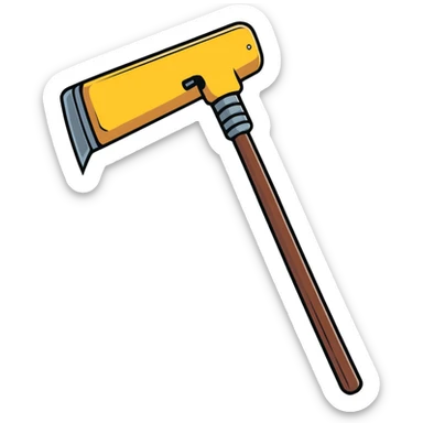 A hammer with written "BAN" sticker