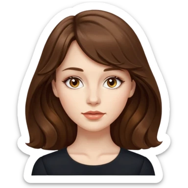 kahverengi uzun Dalgalı saçlı, hafif perçemli; kehribar gözlü, küçük kalkık burunlu ve dolgun dudaklı. Oval yüzlü, çıkık elmacık kemikli. Omuzları geniş, beli ince, kalçası dolgun.şık bir tarzda, dikkat çekici bir kadın. siyah üstü olucak. sticker