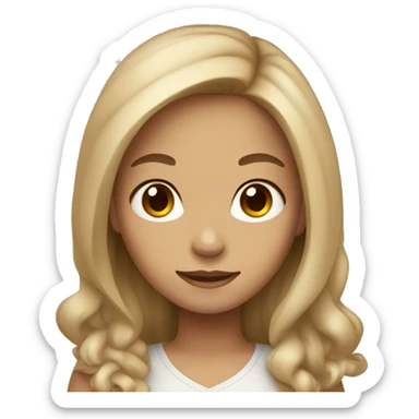 Girl that has a light color skin has a brown long hair sticker