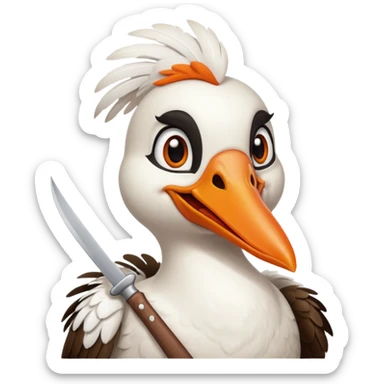 Silly Goose, holding knife in mouth sticker