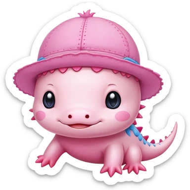 pink cute axolotl stitch sanrio sticker