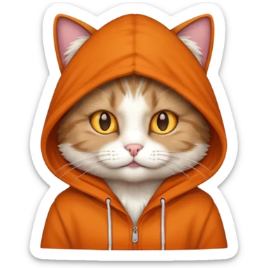 cat with brown hoodie sticker