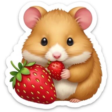 hamster eating strawberries sticker