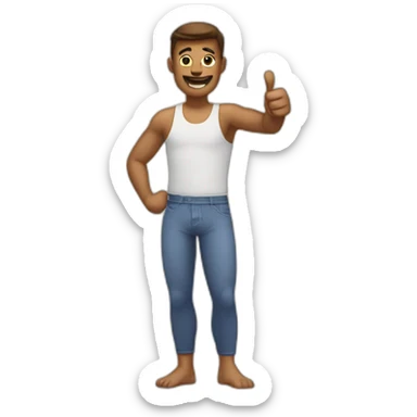 Man wearing boxer briefs having thumbs up sticker