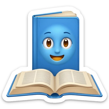 Opened book blue sticker