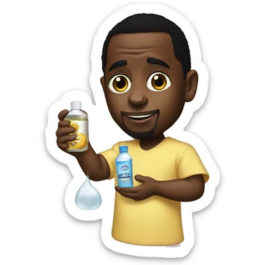 P DIDDY holding baby oil sticker