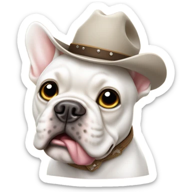 white french bulldog with cowboy hat sticker