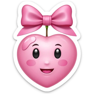 Light Pink cherry emoji with pink bow sticker
