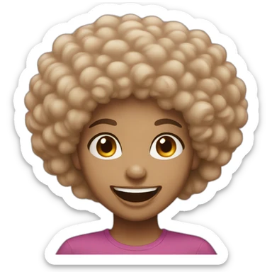 Light skin girl afro orange laugh sticker