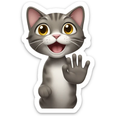 cat waving hand
 sticker