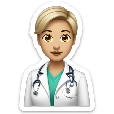 doctora pelo corto castaño claro con lupa dermatologia sticker