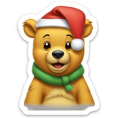 pooh bear in a santa hat sticker
