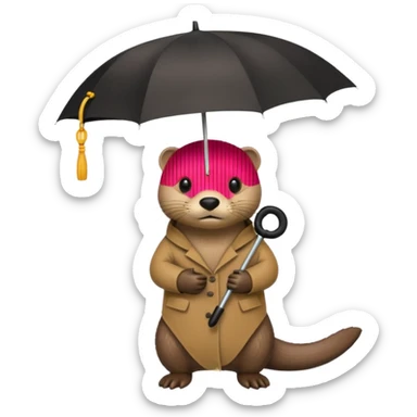 Loutre qui porte un parapluie dans sa main gauche  sticker