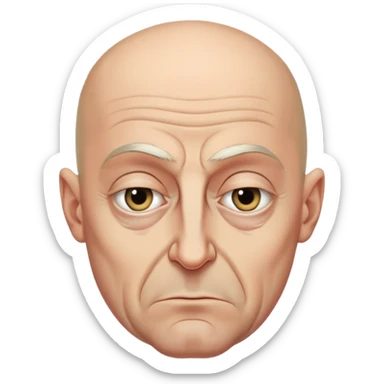 Steven Miller, Trump advisor, bald, grim expression, sagging eyelids drooping more on the outside sticker