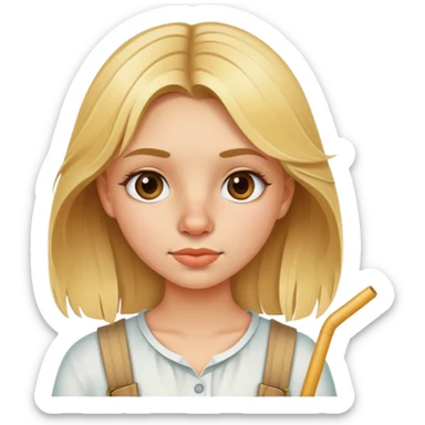 blonde girl straw in nose sticker