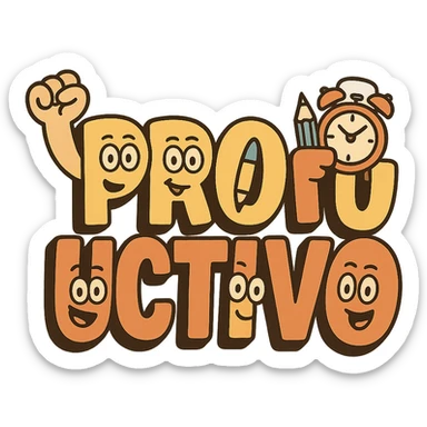 the word 'productivo' in flat toon style, energetic and motivational, suitable for a digital badge, clean and modern design sticker