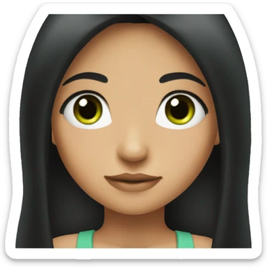 girl with green eyes and long black hair sticker