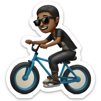 boy with tattoos and sunglasses riding a bike sticker
