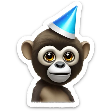 gibbon wearing party hat sticker