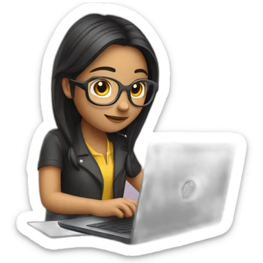 A Programmer Girl coding on her hp laptop sticker