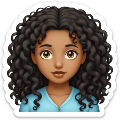 girl with brown skin and long black curly hair  sticker