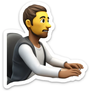 there is a lot of details i need only person sitting near computer working without other peoples realistic 3d icon with colors sedentary lifestyle sticker