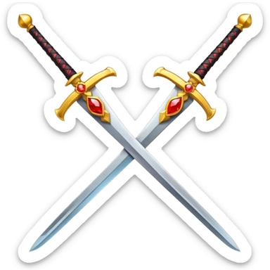 Fully yellow royal two swords crossed fiery with red gems sticker