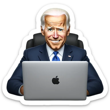Joe biden with laptop  sticker