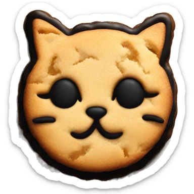 cookie shaped like a cat silhouette with black icing sticker