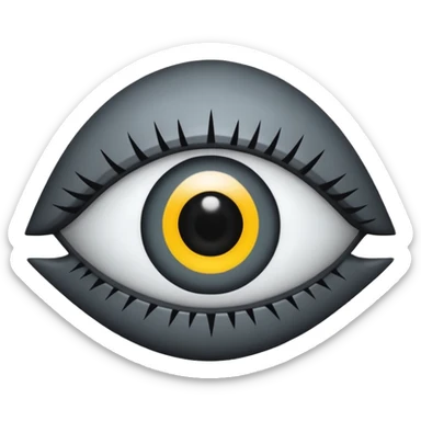 Minimal emoji, gothic futuristic eye, cold grey sclera, the pupil is fully replaced by a solid black number 8 eight, occult cyber aesthetic, sharp clean lines, flat emoji design, centered, transparent background sticker