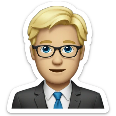 blond men with blue eyes and glasses in a suit sticker