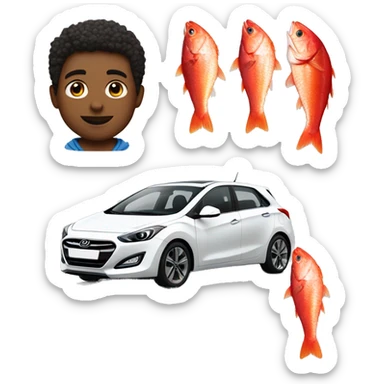 Boy with red mullet driving a white Hyundai i30 sticker